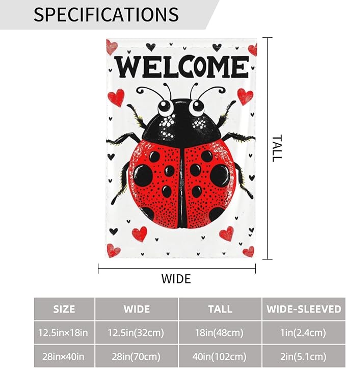 Insect Garden Flag Vertical Double Sided Outdoor Yard Flags 12.5x18 Inch Burlap Banners for House Lawn