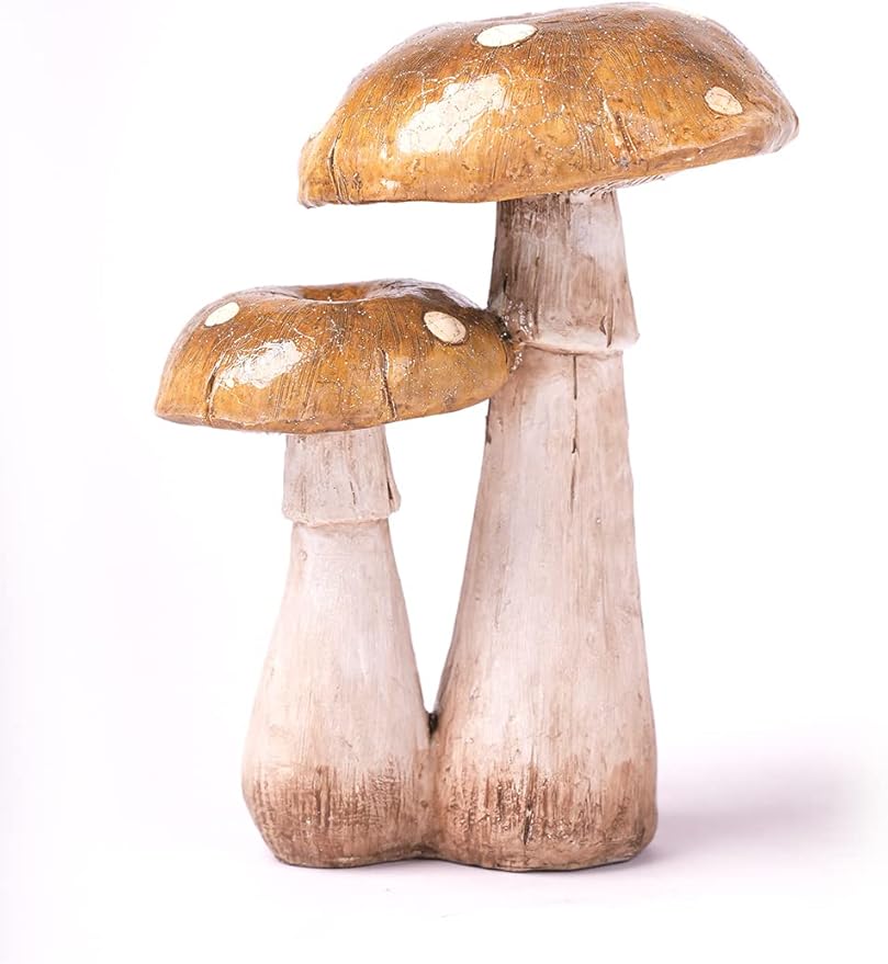 SEINHIJO Mushroom Decor Sculpture Garden Gifts Statue Outdoor Fairy Figurine Modern Patio Arts Polyresin 7.1inch