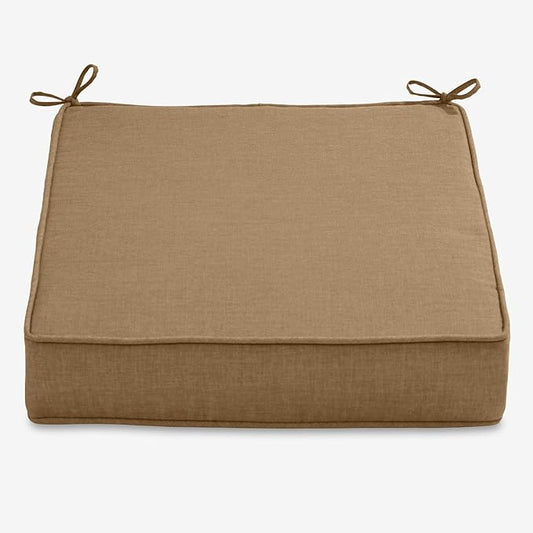 BrylaneHome Extra-Thick Seat Cushion - 23”L x 22”W x 5.5”H - Patio & Outdoor - Water, Stain & Fade Resistant - Khaki