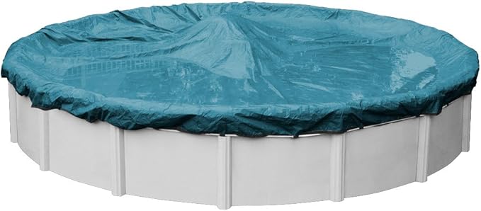 Robelle 33 ft Extra Heavy Duty Blue Winter Pool Cover for Above Ground Pools, 4 ft Overlap (37 ft Cover Size), Solid 10 x 10 Scrim, 2.91 oz/yd2, 12-Year Warranty, Style: 5833-4-ROB