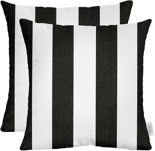 RSH DECOR: Sunbrella Square Throw Pillows Set of 2 | 17" x 17" | Water and Fade-Resistant Performance Fabric | Outdoor Pillow Covers with Down-Alternative Inserts | Cabana Classic