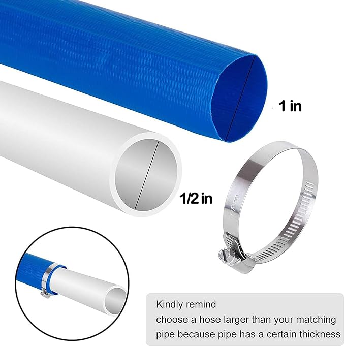 Eastrans Heavy Duty 1 IN x 25 FT Pool Backwash Hose, Flat Discharge, Weather & Burst Resistant, Best Hose for Inground Pools, Filter & Drain Hose