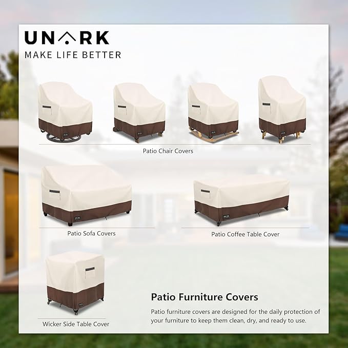 Patio Wicker Side Table Cover, Suitable for 3-Piece Outdoor Wicker Patio Bistro Set Side Table, Waterproof Square Patio Small Side Table Cover 22 W x 22 D x 18 H inches Beige and Brown