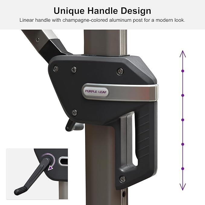 PURPLE LEAF 10' X 13' Patio Umbrella, Rectangle Outdoor Cantilever Umbrella, Aluminum Offset Umbrella with Champagne Frame and 360° Rotation for Pool Deck Garden, Beige