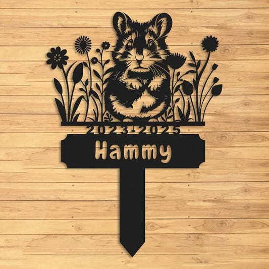 Personalized Hamster Memorial Stake,Pet Plaque Hamster Lover,Metal Hamster Grave Marker,Remembrance Stake,Outdoor Garden Yard Sign hamster 12inch