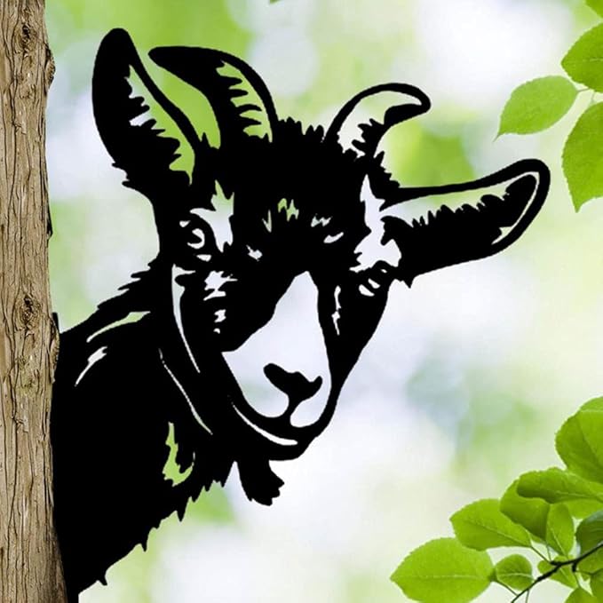 Garden Peeping Goat Metal Art, Farm Metal Goat Yard Decor for Patio, Lawn, Farmhouse