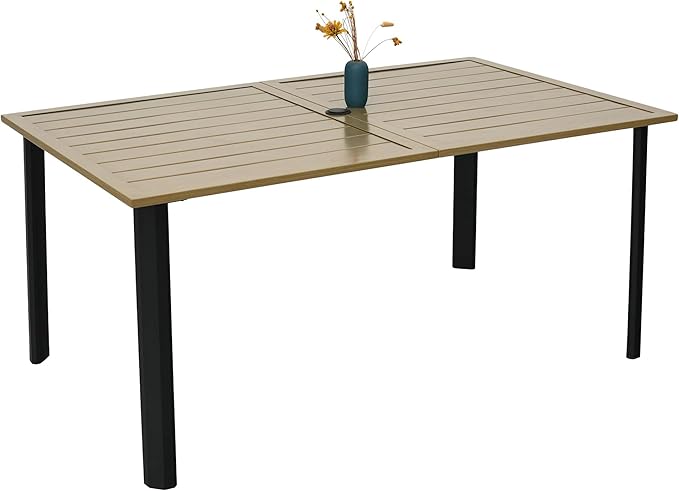 7-Piece Outdoor Patio Dining Set, 63-Inch Rectangular Table, 6 Wicker Rattan Swivel Chairs with Gray Cushions