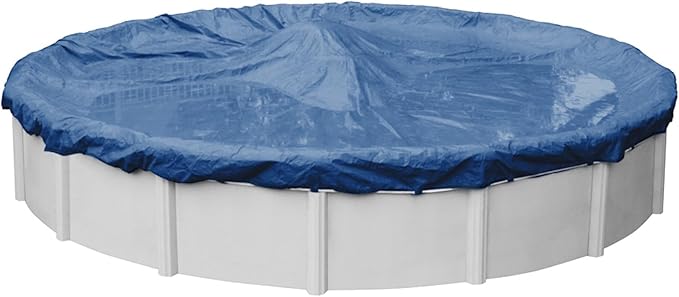 Robelle 30 ft Professional Blue Winter Pool Cover for Above Ground Pools, 4 ft Overlap (34 ft Cover Size), Solid 12 x 12 Scrim, 3.7 oz/yd2, 15-Year Warranty, Style: 2730-4