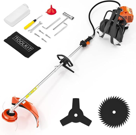 52cc Weed Eater 3 in 1 Gas Brush Cutter, String Trimmer and Weed Wacker for Weeds and Grass (52cc Shoulder)