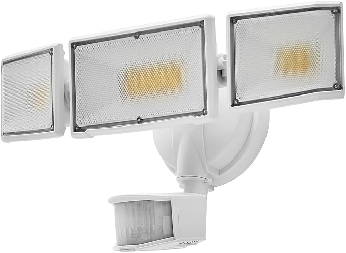 70W LED Security Lights with Motion Sensor Outdoor, 7000 Lumen Super Bright, 3000K/5000K Light, IP65 Waterproof, Dusk to Dawn, 3 Heads Motion Detected Flood Light Garage Yard Porch (White)