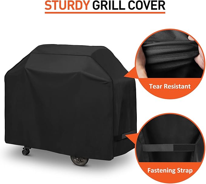 Arcedo BBQ Grill Cover 50 Inch, Heavy Duty Waterproof Barbecue Cover for Outdoor Grills up to 48 Inch Width, Suitable for Weber, Char Broil, Nexgrill Grills, etc, All Weather Protection, Black