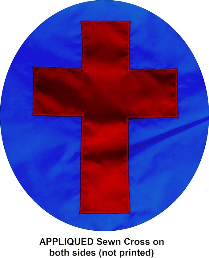 US Flag Factory - 3x5 FT Christian Flag (Sewn Cross) - 100% American Made - Outdoor SolarMax Nylon - Premium Quality