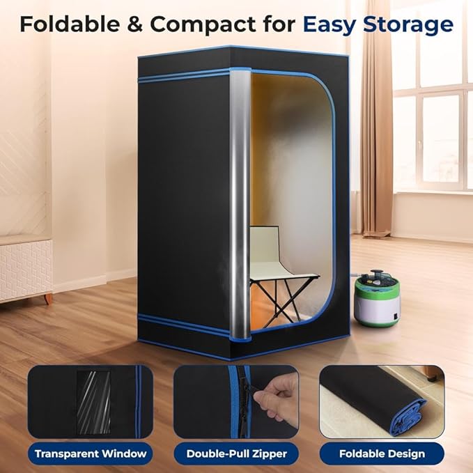 SereneLife SLISAU35BK Full Size Portable Steam Sauna –Personal Home Spa, 71"x35", Black