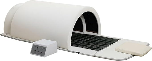Golden Wave Far Infrared Sauna Dome, with 360° Body Coverage, Professional Home Spa Zero-EMF Unit with Therapeutic Stones, Single Person Use, White