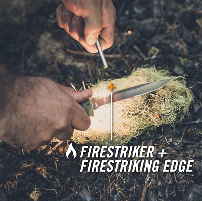 Gerber Gear Ultimate Survival Knife, Fixed Blade Knife with Combo Edge, includes Fire Starter Edge and Ferro Rod, Whistle, Sheath with Integrated Sharpener - Bushcraft, Hunting and Camping Tool