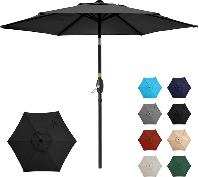 SUNVIVI OUTDOOR Outdoor Patio Umbrella, Patio Umbrella, Market Umbrella, Large Outdoor Umbrella, Metal Pole Umbrella with Push Button Tilt and Crank, Polyester Canopy