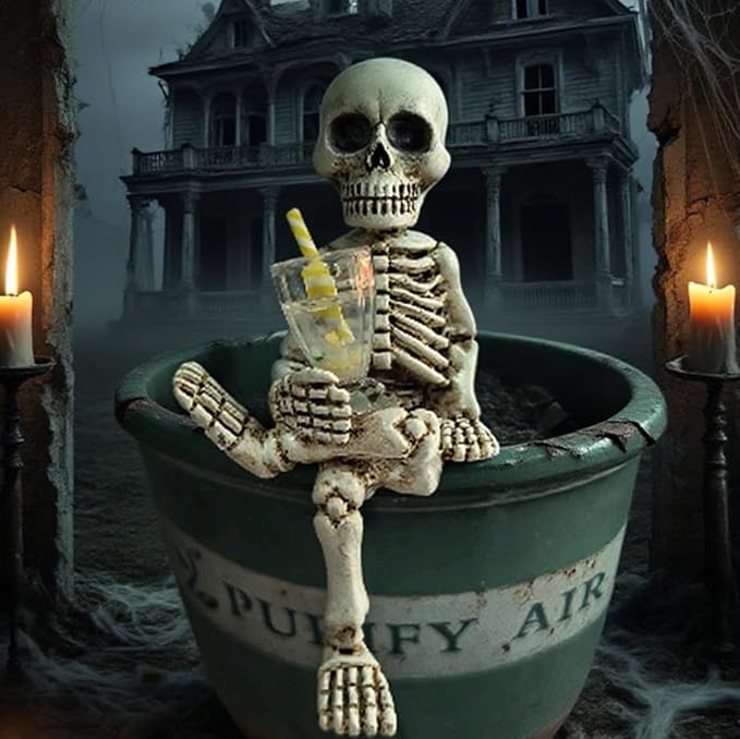 3 pieces Halloween skeleton flowerpot plant decoration, creepy Halloween statue skeleton suitable for flower, courtyard, lawn, cemetery decoration, haunted house props indoor/outdoor decoration
