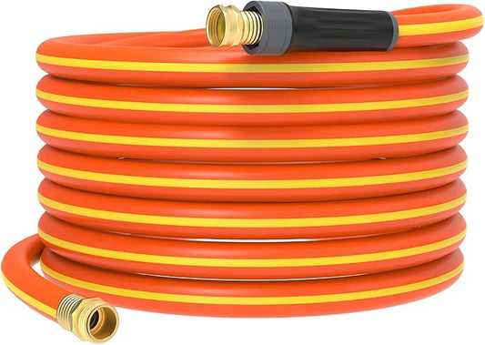 Hybrid Hose 75ft x 5/8", Short Garden Water Hose Heavy Duty, Flexible, Lightweight Hybrid Water Hose with Swivel Handle,3/4'' Brass Fittings, Available For Reel Cart Backyard Burst 500 PSI