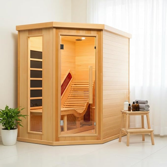 Infrared Sauna Room with Recliner, One Person Infrared Sauna Home, 220V，2300W, 4 Heating Tubes, 4 Carbon Crystal Heating Panel, Bluetooth Speakers, 7 Color Light, Oxygen Bar