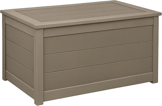 DutchCrafters Poly Waterproof Outdoor Deck Box 200-Gallon Large Deck Box Weatherproof Storage for Pool Decor, Porch Packages, Pool Towel Holder, Holds Up To 10 Cushions (Weatherwood)
