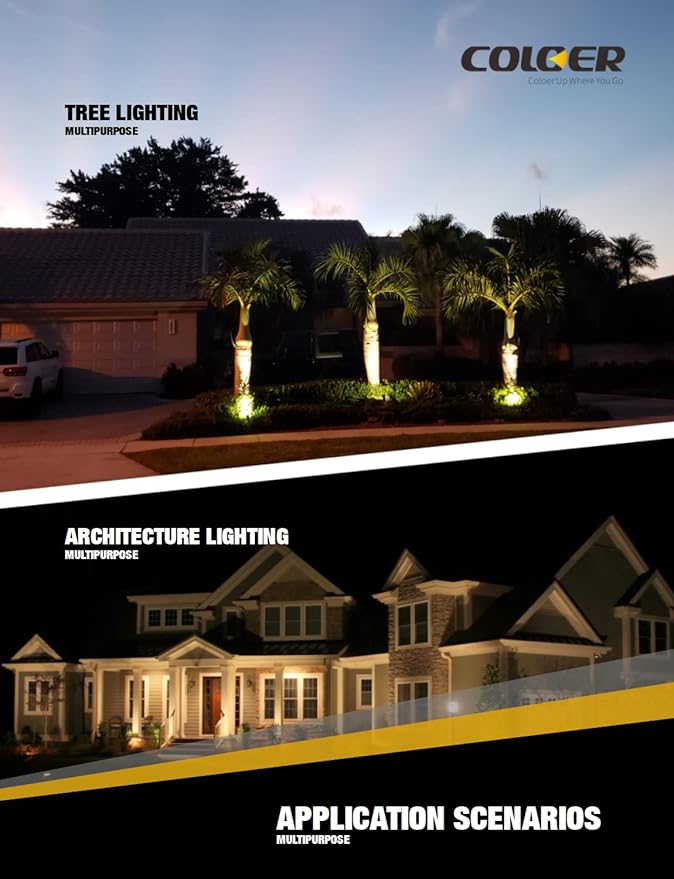 COLOER Mini Size Die-cast Brass Landscape SpotLights Outdoor,12Volt AC/DC Low Voltage LED Wired Landscape Lighting,IP65 Waterproof Outdoor Adjustable Yard Spot Light(104B,Bronze,6-Pack Without Bulb)