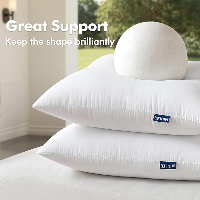 MIULEE Pack of 2 16x16 Outdoor Pillow Inserts, Outdoor Throw Pillows Water-Resistant Decorative Premium Square Pillow Stuffer Sham for Porch Swing Couch Sofa Cushion Patio Furniture