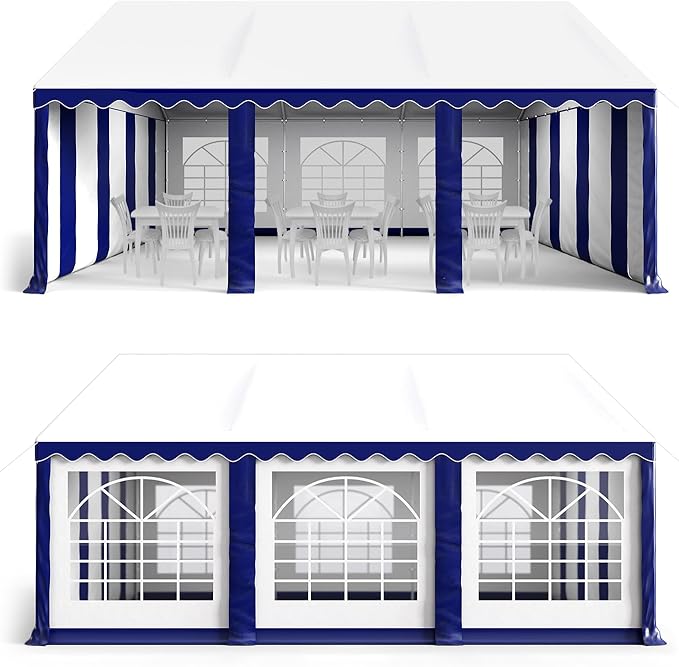 GREEN PARTY 16x20FT Party Tent Heavy Duty, Large Wedding Event Shelters with 3 Carry Bags & Removable Sidewalls, Outdoor Canopy Gazebo Commercial Tent for Carport Camping Garden Patio