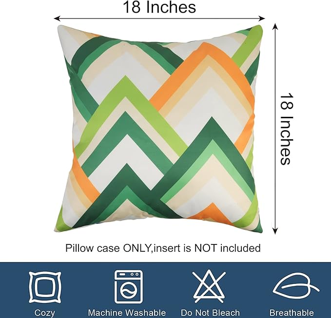 Pyonic Pack of 2 Decorative Outdoor Waterproof Pillow Covers 18x18 Square Garden Outside Polyester Throw Pillow Covers for Patio Tent Couch Funiture, Colorful Blue Yellow