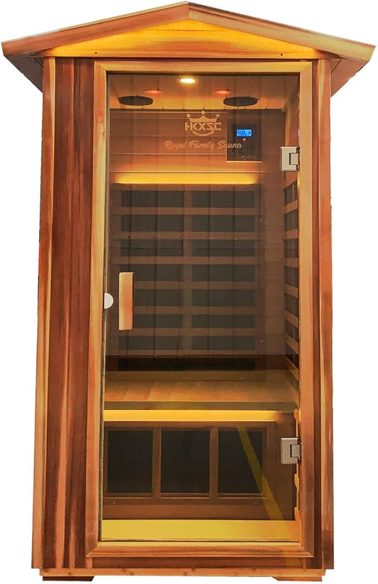 Red Cedar 1 Person Outdoor Ultra-Low Emf（0.5mg） Infrared Sauna, Multi-Person Home Sauna Spa, 1 Person Outdoor Sauna, Personal Indoor Sauna (Red Cedar Personal Outdoor Sauna)
