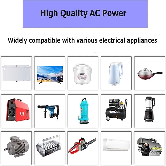 2000W Pure Sine Wave Inverter-48V DC to 110V 120V AC Power Converter with 4 AC Outlets, 48 Volt Power Inverter for Truck, Rv, Camping, Home, Emergency Power