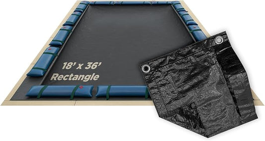 Buffalo Blizzard Economy 18 ft x 36 ft Rectangular Winter Pool Cover | Black/Blue | Closing Inground Swimming Pools | Easy to Install | Heavy Duty, Cold & UV Resistant | Shields from Seasonal Debris