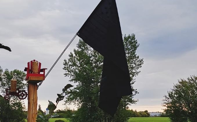 All Black American Flag 4x6 Outdoor Heavy Duty Nylon Flags with Embroidered Stars/Sewn Stripes/Strong Brass Grommets
