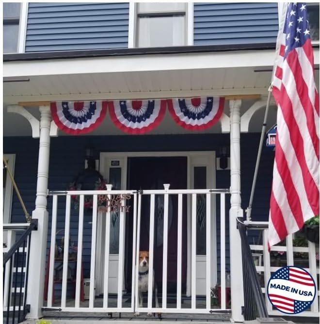 Made in America by Old Glory Bunting. American Pleated Fan Flag Bunting. 1 x 2 ft Embroidered Stars & Sewn Stripes USA Indoor/Outdoor Nylon Bunting Banner. Perfect for July 4th and America 250 events.
