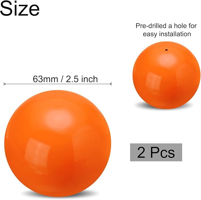 uxcell 2 Pcs Gazing Globe Decor Ball 2.5 Inch 63mm Reflective Garden Sphere Polished Hollow Ball, Seamless Stainless Steel Gazing Ball, Smooth Mirror Globe for Garden Home Decor, Orange