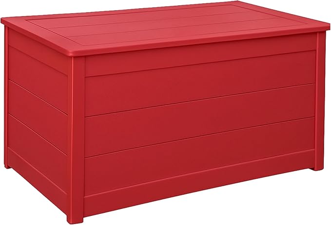 DutchCrafters Poly Waterproof Outdoor Deck Box 200-Gallon Large Deck Box Weatherproof Storage for Pool Decor, Porch Packages, Pool Towel Holder, Holds Up To 10 Cushions - Amish Made in USA (Red)