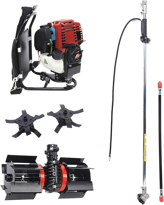 35.4CC Gas Powered Weed Wacker, 4-Stroke 1KW 4500-8500RPM Gasoline Weed Eater String Trimmer, Backpack Lawn Edge Cutter, Brush Cutter, Hedge Trimmer for Farmland Weeding, Harvesting, Clearing