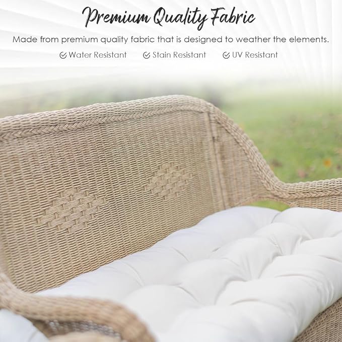 RSH DECOR: Tufted U-Shapes & Lumbars 2 of Each | 22" x 22” & 20" x 12" | Water-Resistant Spun Fabric | Outdoor Wicker Cushions & Support Pillows for Patio Furniture | Navy