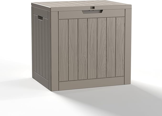 30 Gallon Outdoor Storage Box - Deck Box Container for Patio, Pool, and Garden-Waterproof and UV Resistant Resin,Lockable (Grey)