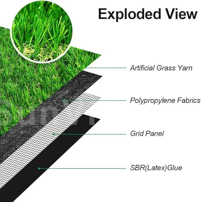 Artificial Grass Turf 14FTx98FT, 1.38" Pile Height Realistic Synthetic Grass, Indoor Outdoor Pet Faux Grass Astro Rug Carpet for Garden Backyard Patio Balcony
