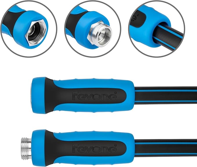 Fevone Garden Hose 55 ft., Lightweight Hybrid Water Hose, Flexible and Durable, Leak-Free Connections