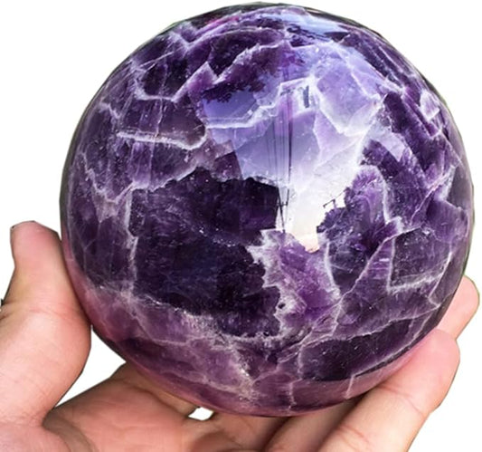 5-6cm/1.96-2.36inch Natural Amethyst Sphere Crystal Ball Hand Polished Decorative Sphere Healing Crystals Ball Healing Stone Crafts Fengshui Home Decoration Collect Gifts (50-60mm, Amethyst)