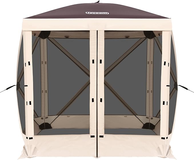 Tecoom 4 Side Pop Up Gazebo Tent, 6x6ft Waterproof Instant Screen with Mosquito Netting, Removable Wind Cloths, Portable Outdoor Canopy for Sun Shelter for Camping, Garden and Picnics