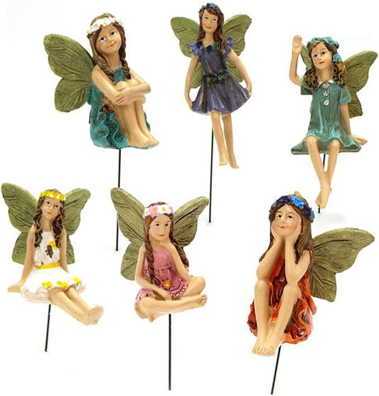 Miniature Fairies Figurines (6pcs) - Decor for Outdoor & Indoor Gardens & Homes, Vintage Resin, Lovely