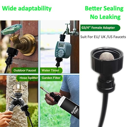 360° Adjustable Drip Irrigation System 32.8FT Garden Watering System with 10 Nozzles, Garden Irrigation System, Greenhouse Accessories, Atomizing System for Yard, Lawn, Plants, 5/16 in Hose