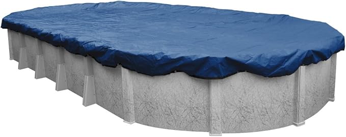 Pool Mate 16 x 25 ft Industrial Blue Winter Oval Pool Cover for Above Ground Pools, 4 ft Overlap (20 x 29 ft Cover Size), Solid 14 x 12 Scrim, 4.5 oz/yd2, 20-Year Warranty, Style: 201625-4PMA