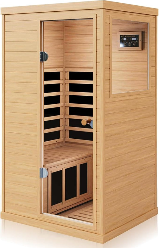 Saunas 909Mini Far Infrared Sauna, Indoor Dry Sauna (Hemlock Wood, 1 Person Mini Size Right Door)