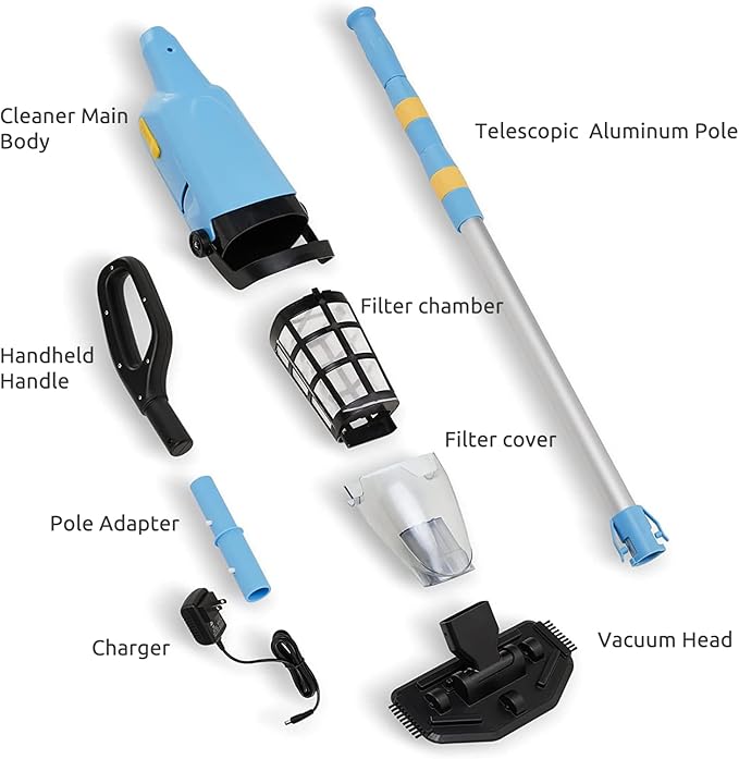 Cordless Pool Vacuum, Rechargeable Handheld Pool Vacuum Cleaner for Above Ground Pools, Fast Charging, Long Runtime, Ideal for Sand and Debris
