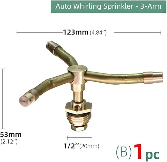 3/4 Arm Automatic Rotary Sprayer with Water Sealant Tape, 360 Degree Rotation Irrigation System Sprinkler Head, Sprinklers for Plants, Large Area Coverage Water Sprinkler for Garden Yard Lawns (3-ARM)