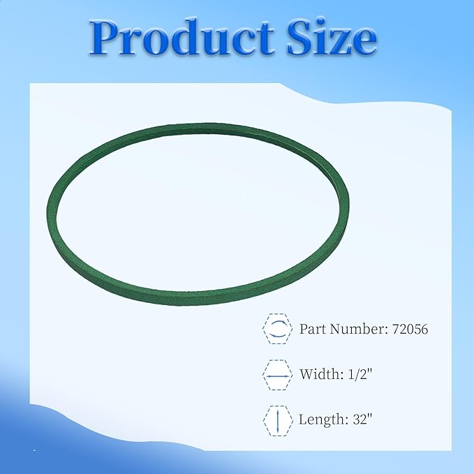 2 Pack Snow Thrower Auger Belt 72056 for Replace Ariens 07205600, 72109, 07210900 MTD 754-0104, 754-0177(1/2" X 32")