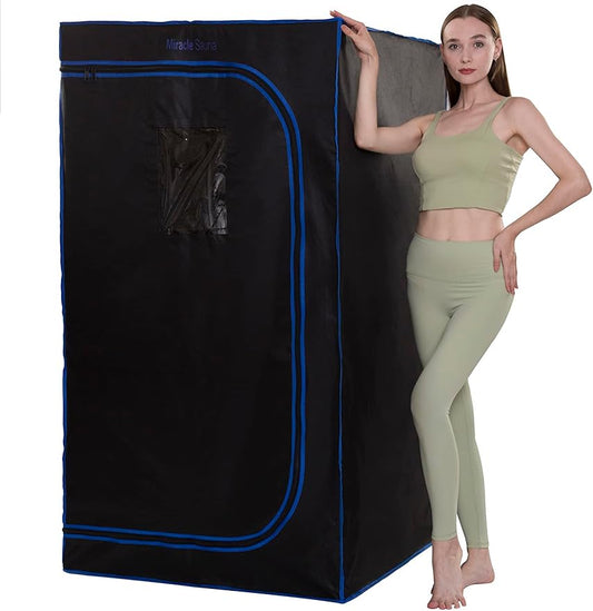 The Miracle Sauna - Full-Size Portable Far Infrared Sauna with Side Panels, Heated Floor Mat, and Portable Chair - Experience Personal Portable Spa for Complete Relaxation.